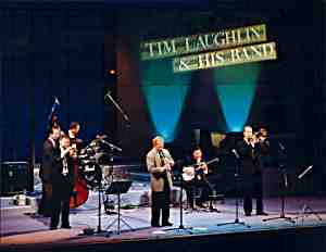 At a Theatre - Kushiro, Japan (7/97) - (l to r) - Al Bernard (bass), Jamie Wight (cnt), Frank Oxley (dms), Tim, Bruce O'Neil (bjo), Gerry Dallman (tbn)